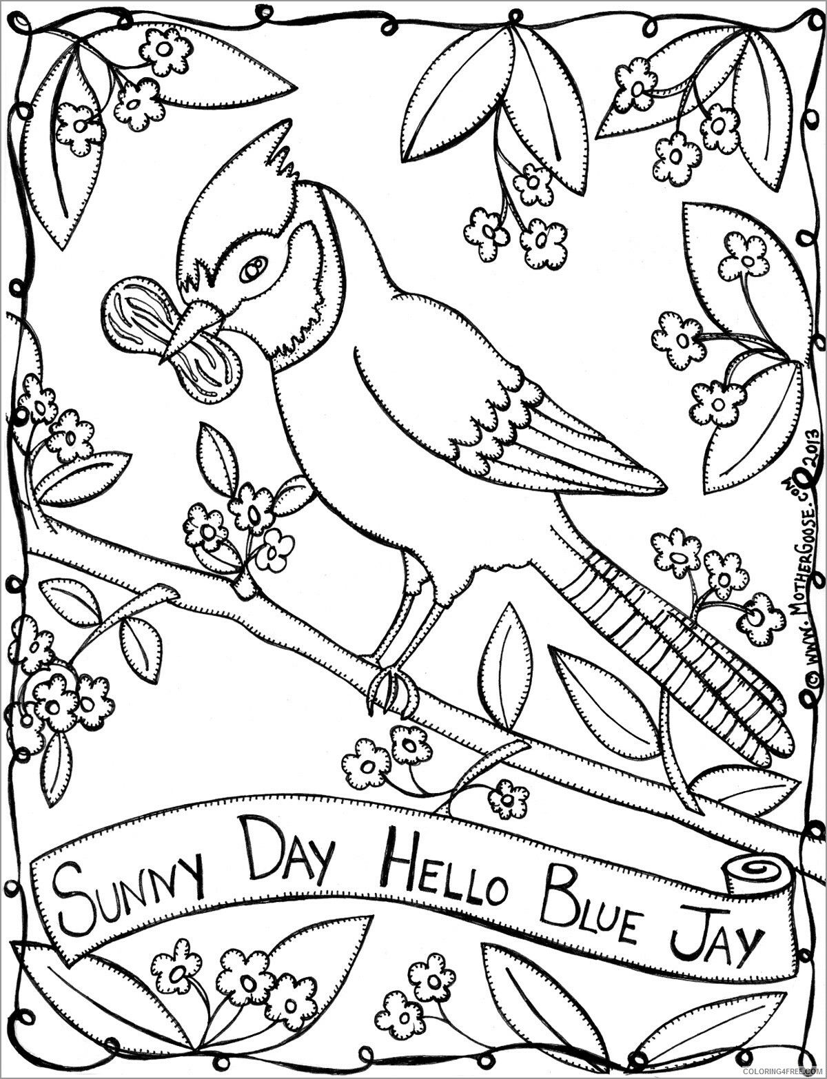Jay Coloring Pages Animal Printable Sheets sunny day jay 2021 2926 Coloring4free