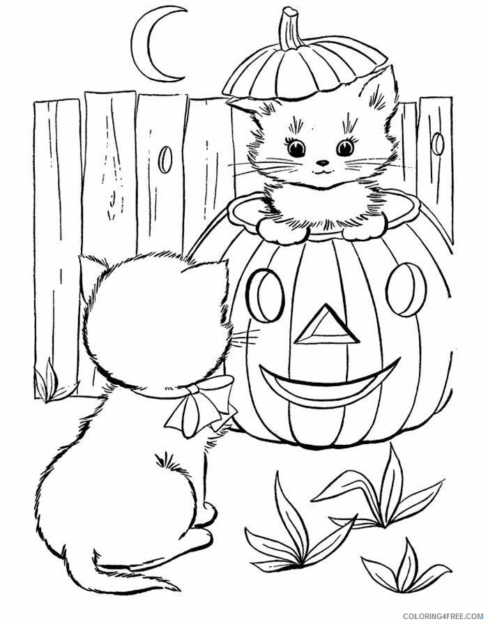 Kitten Coloring Pages Animal Printable Sheets Cute Kittens Halloween 2021 2976 Coloring4free