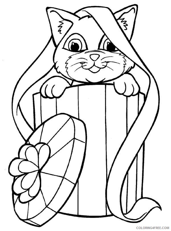 Kitten Coloring Pages Animal Printable Sheets Kitten in a Present Box 2021 3009 Coloring4free