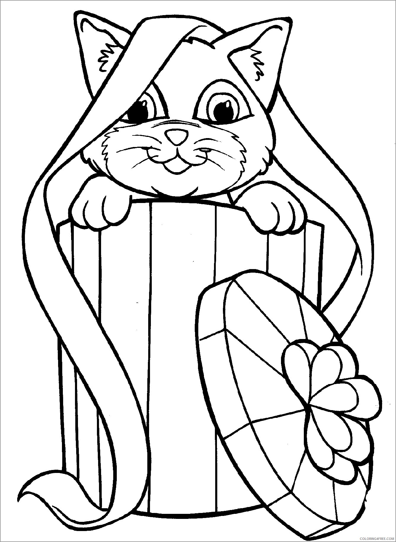 Kitten Coloring Pages Animal Printable Sheets christmas kitten 2021 2967 Coloring4free