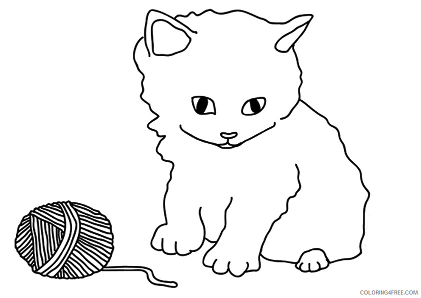 Kitten Coloring Pages Animal Printable Sheets kitten with yarn 2021 3015 Coloring4free