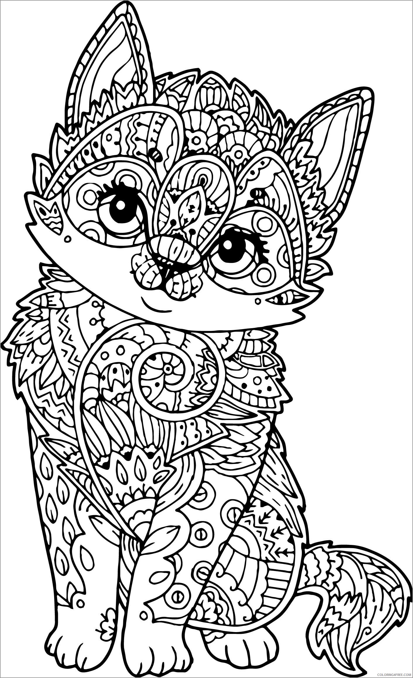 Kitten Coloring Pages Animal Printable Sheets mandala kitten 2021 3017 Coloring4free