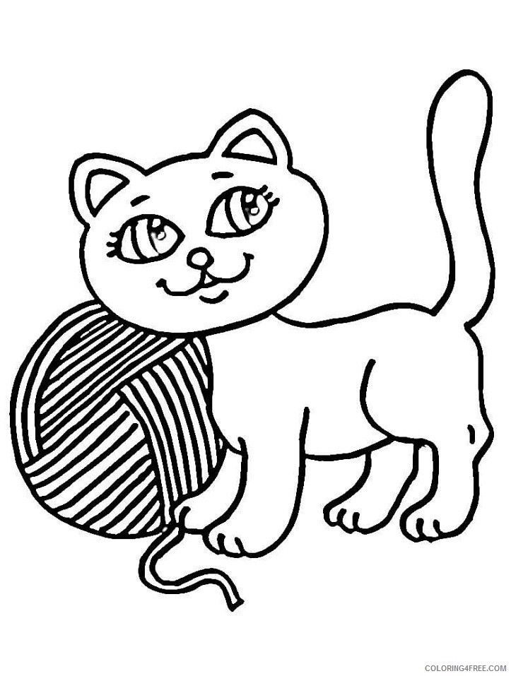 Kitty Coloring Pages Animal Printable Sheets kitty and yarn 2021 3019 Coloring4free