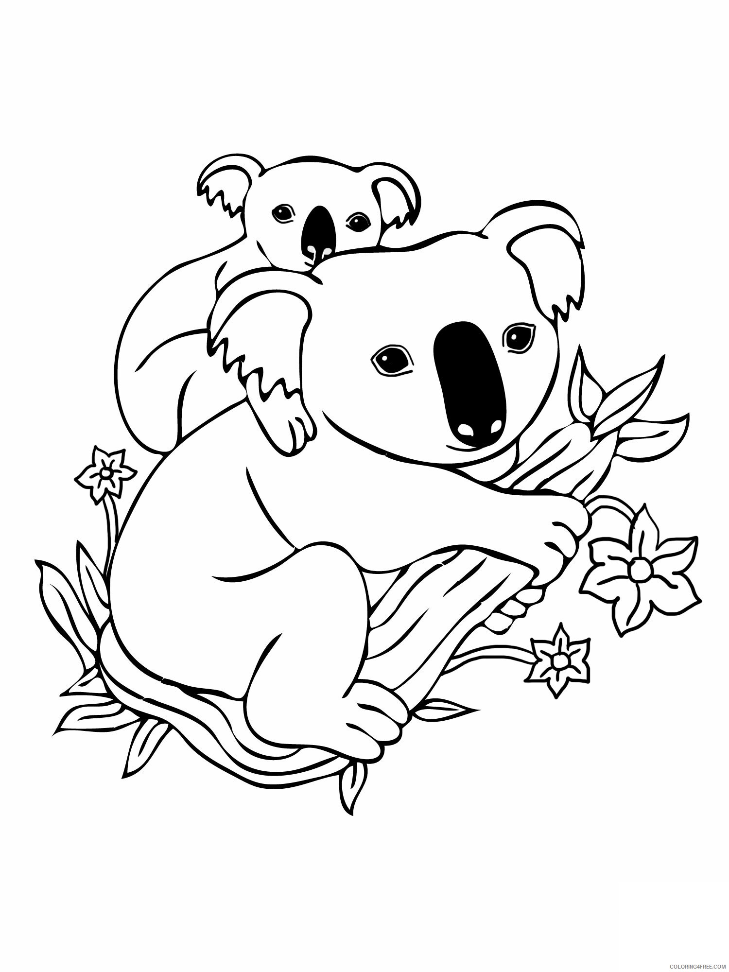 Koala Coloring Pages Animal Printable Sheets Baby And Mother Koala 21 3032 Coloring4free Coloring4free Com