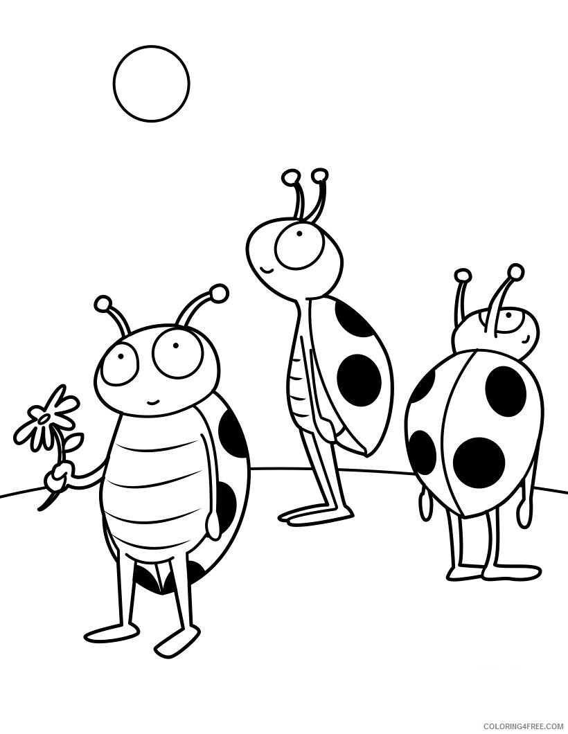 Ladybug Coloring Pages Animal Printable Sheets ladybugs wsy on insect 2021 3097 Coloring4free