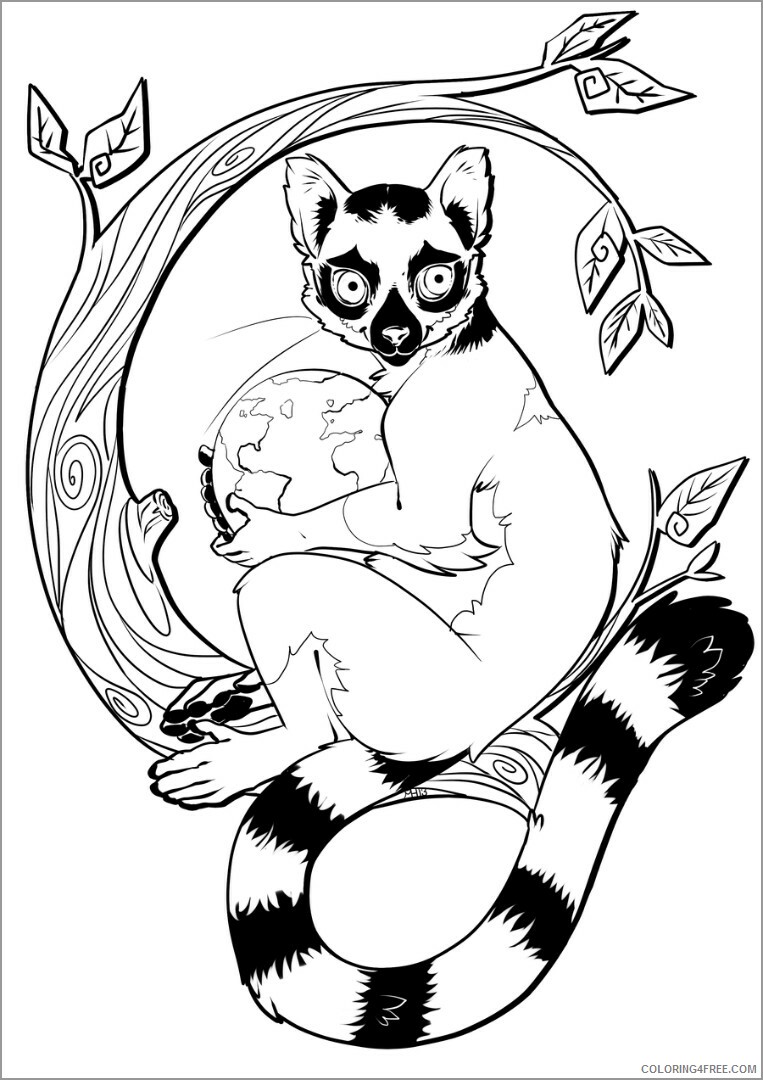 Lemur Coloring Pages Animal Printable Sheets cute lemur 2021 3131 Coloring4free