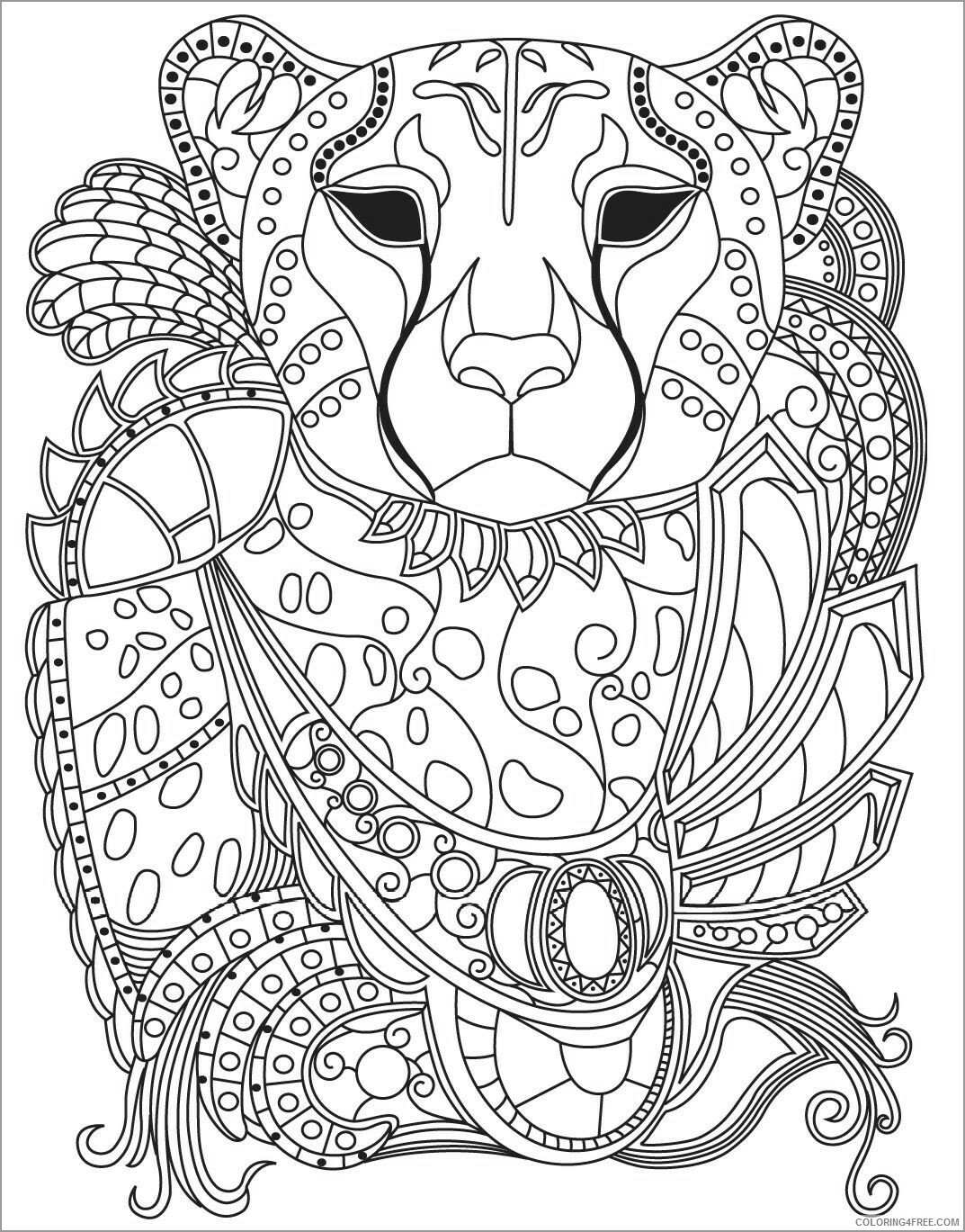 Leopard Coloring Pages Animal Printable Sheets mandala leopard 2021 3144 Coloring4free