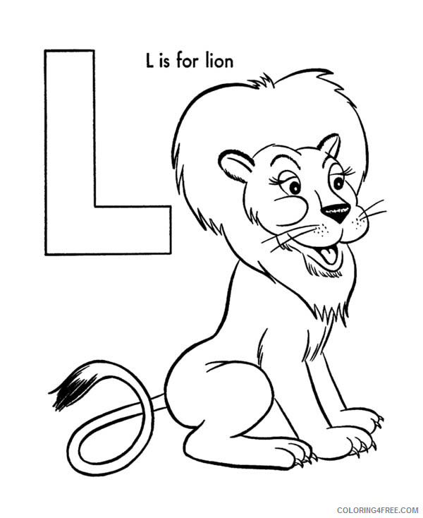 Lion Coloring Pages Animal Printable Sheets Big Letter L for Lion 2021 3151 Coloring4free