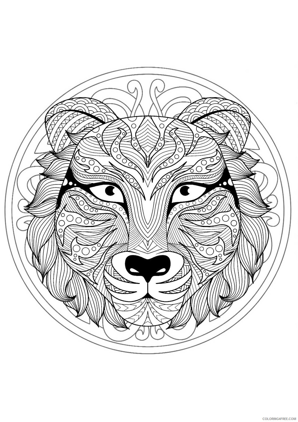 Lion Coloring Pages Animal Printable Sheets Lion Animal Mandala 2021 3180 Coloring4free