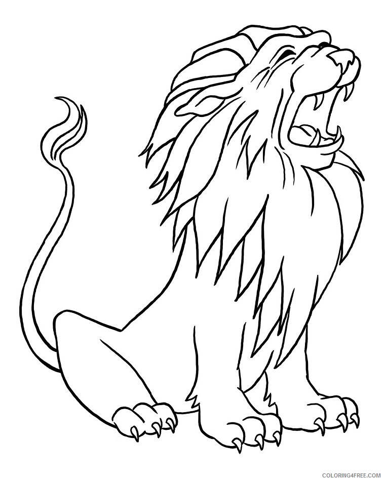 Lion Coloring Pages Animal Printable Sheets lion roaring 2021 3209 Coloring4free