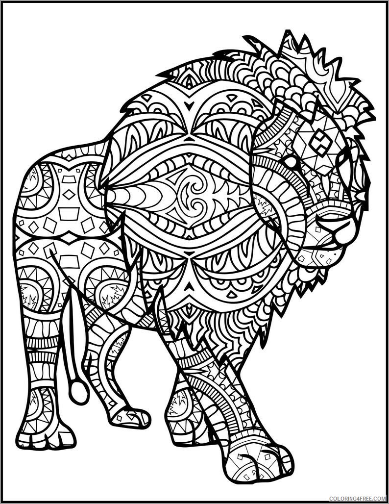 Lion Coloring Pages Animal Printable Sheets mandala lion 2021 3211 Coloring4free