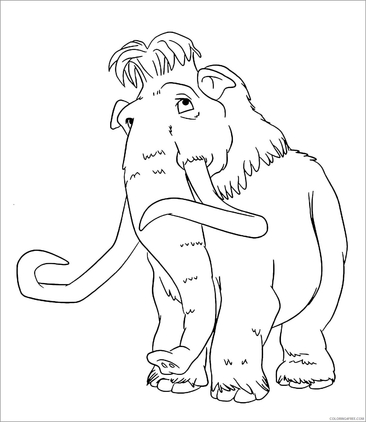 Mammoth Coloring Pages Animal Printable Sheets cartoon mammoth 2021 3266 Coloring4free