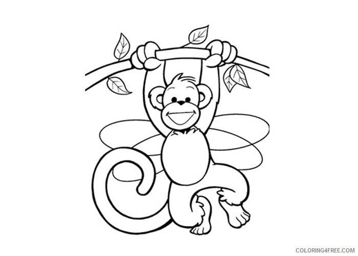 Monkey Coloring Pages Animal Printable Sheets Cute baby monkey 2021 3296 Coloring4free
