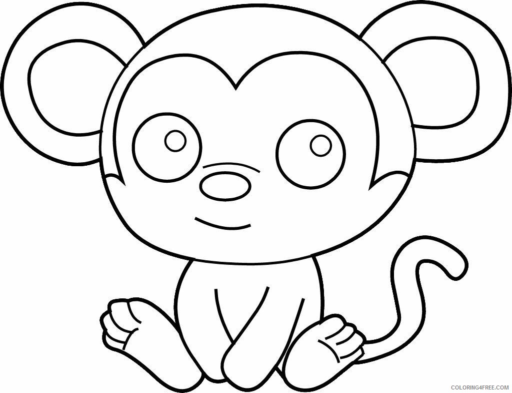Monkey Coloring Pages Animal Printable Sheets Easy Monkey 2021 3303 Coloring4free