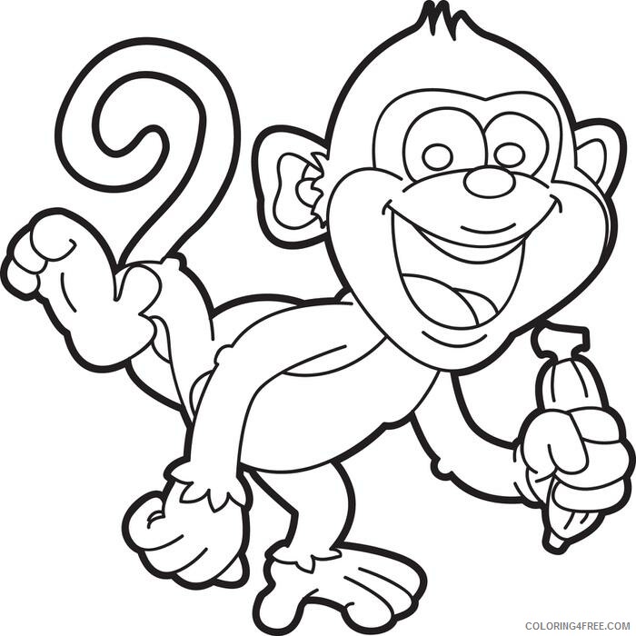 Monkey Coloring Pages Animal Printable Sheets Monkey Cute 2021 3339 Coloring4free