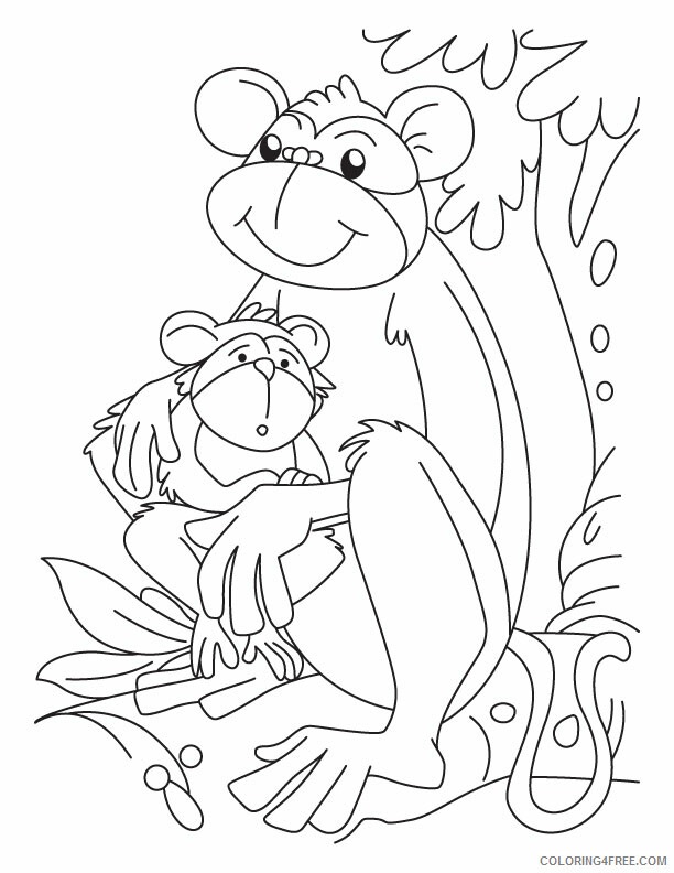 Monkey Coloring Pages Animal Printable Sheets Monkey Free 2021 3345 Coloring4free