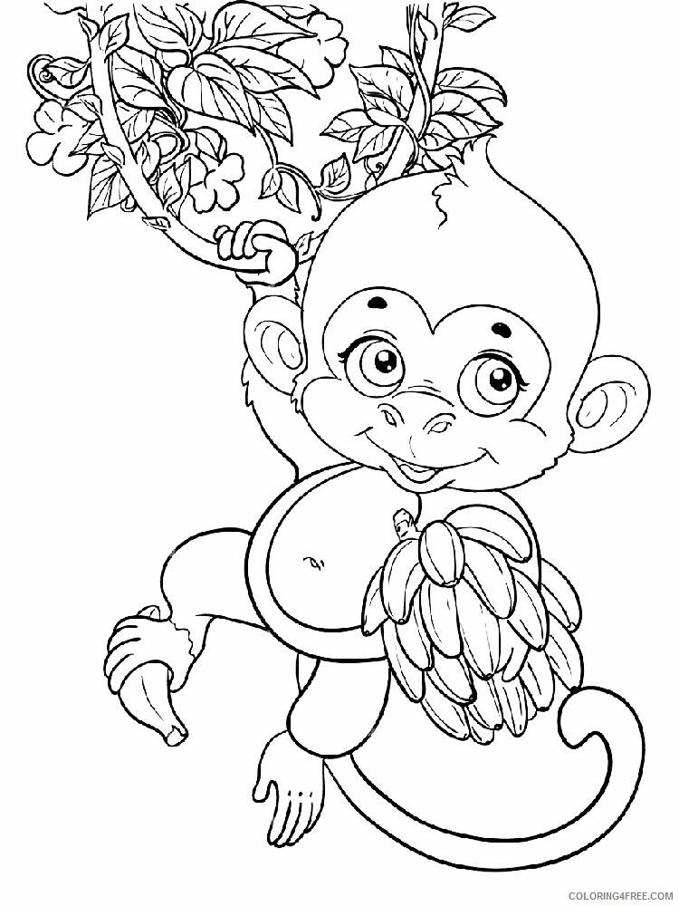 Monkey Coloring Pages Animal Printable Sheets Monkey animal 343 2021 3322 Coloring4free