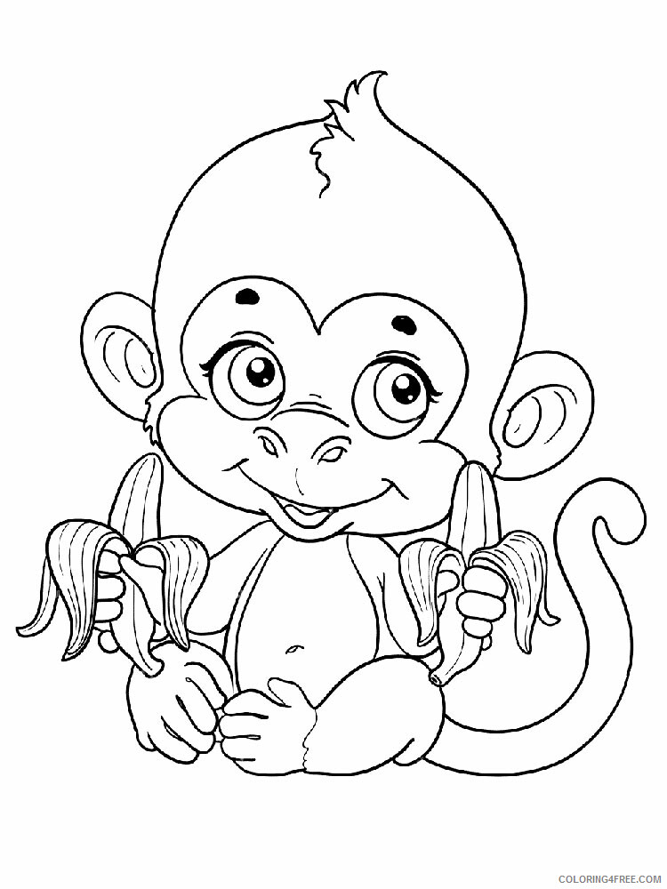 Monkey Coloring Pages Animal Printable Sheets Monkey animal 344 2021 3323 Coloring4free