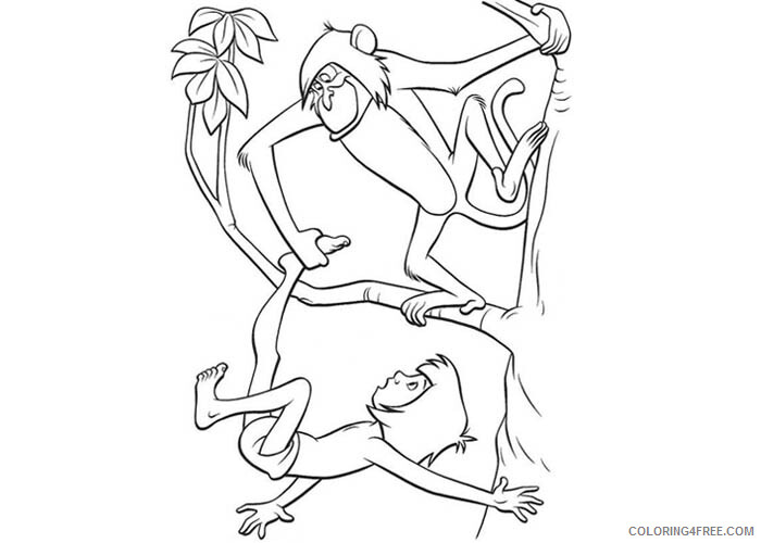 Monkey Coloring Pages Animal Printable Sheets Mowgli and monkeys 2021 3355 Coloring4free