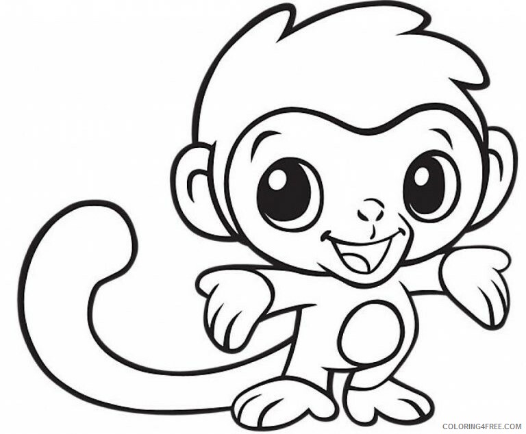 Monkey Coloring Pages Animal Printable Sheets cute baby monkey 2021 3294 Coloring4free