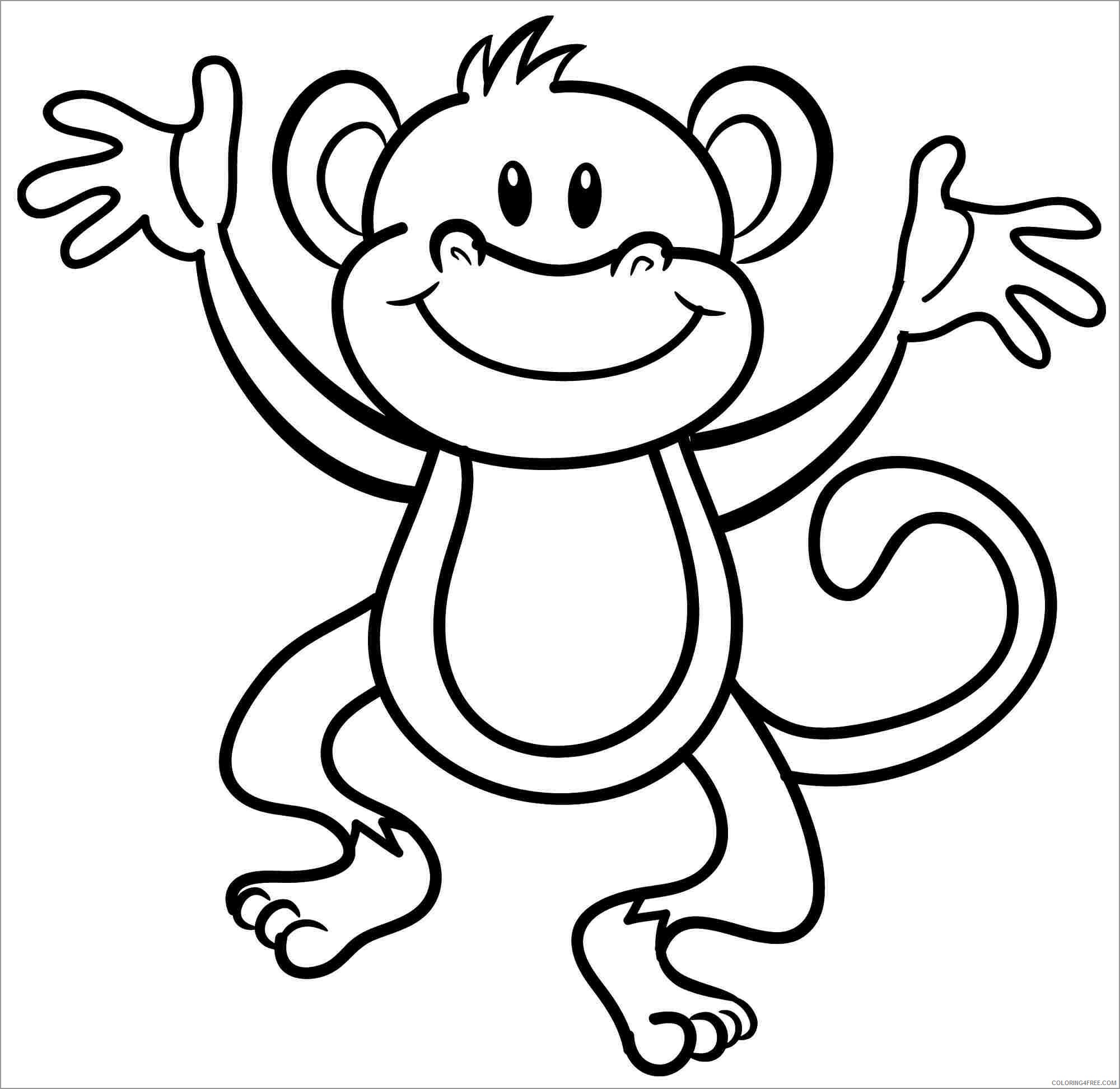Monkey Coloring Pages Animal Printable Sheets cute monkey 2021 3301 Coloring4free