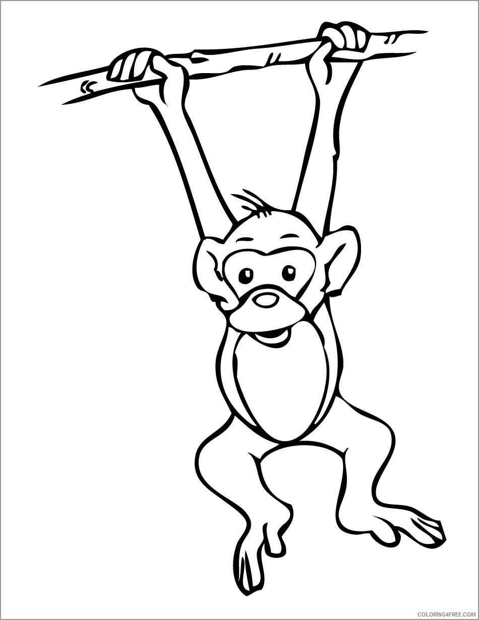 Monkey Coloring Pages Animal Printable Sheets hanging monkey 2021 3308 Coloring4free