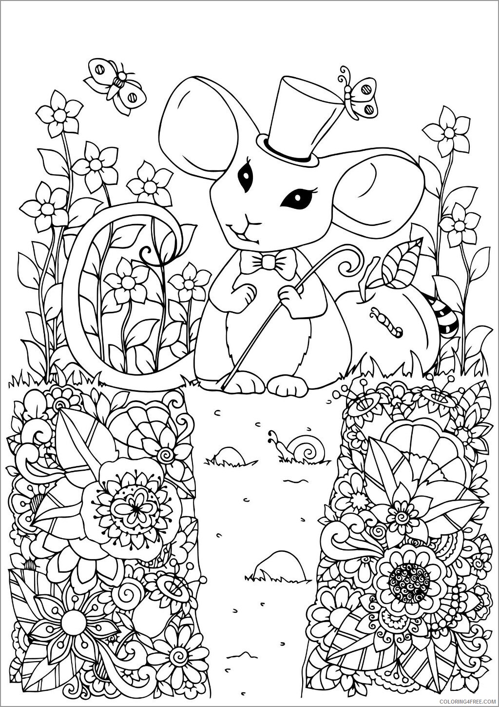 Mouse Coloring Pages Animal Printable Sheets mouse for adult 2021 3426 Coloring4free