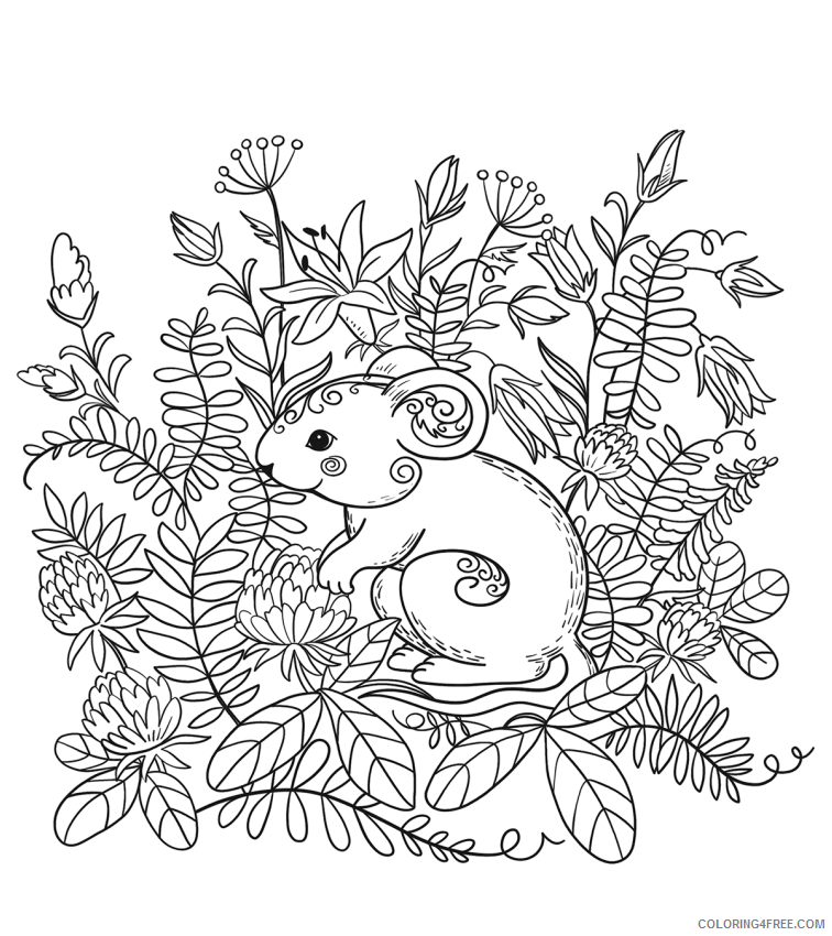 Mouse Coloring Pages Animal Printable Sheets mouse in bush 2021 3448 Coloring4free