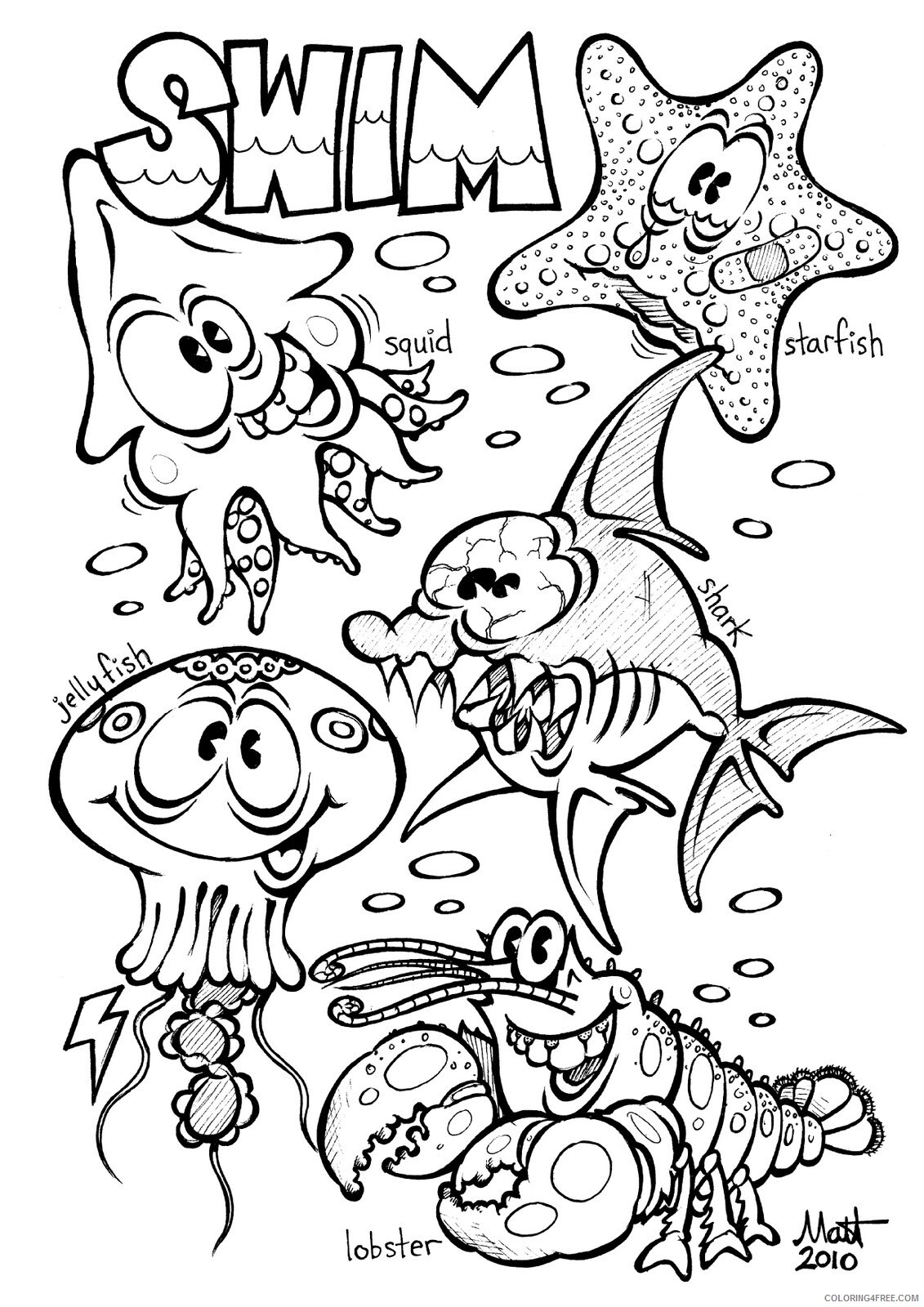 Ocean Animals Coloring Pages Animal Printable Sheets Ocean Animal 2021 3477 Coloring4free