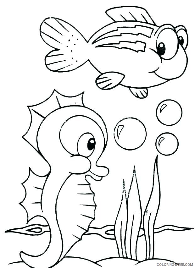 Ocean Animals Coloring Pages Animal Printable Sheets Seahorse Ocean 2021 3489 Coloring4free
