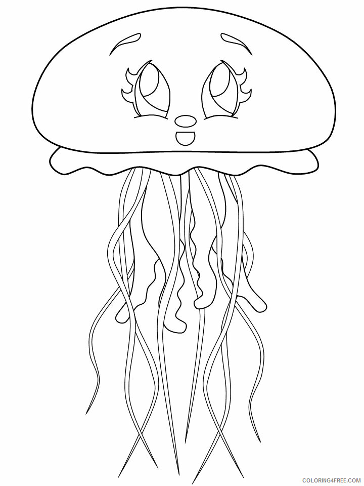 Ocean Animals Coloring Pages Animal Printable Sheets jellyfish face 2021 3468 Coloring4free
