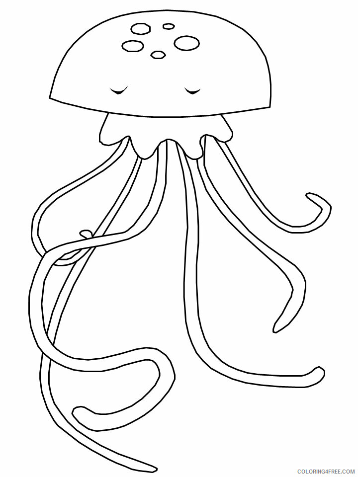 Ocean Animals Coloring Pages Animal Printable Sheets jellyfish4 2021 3467 Coloring4free