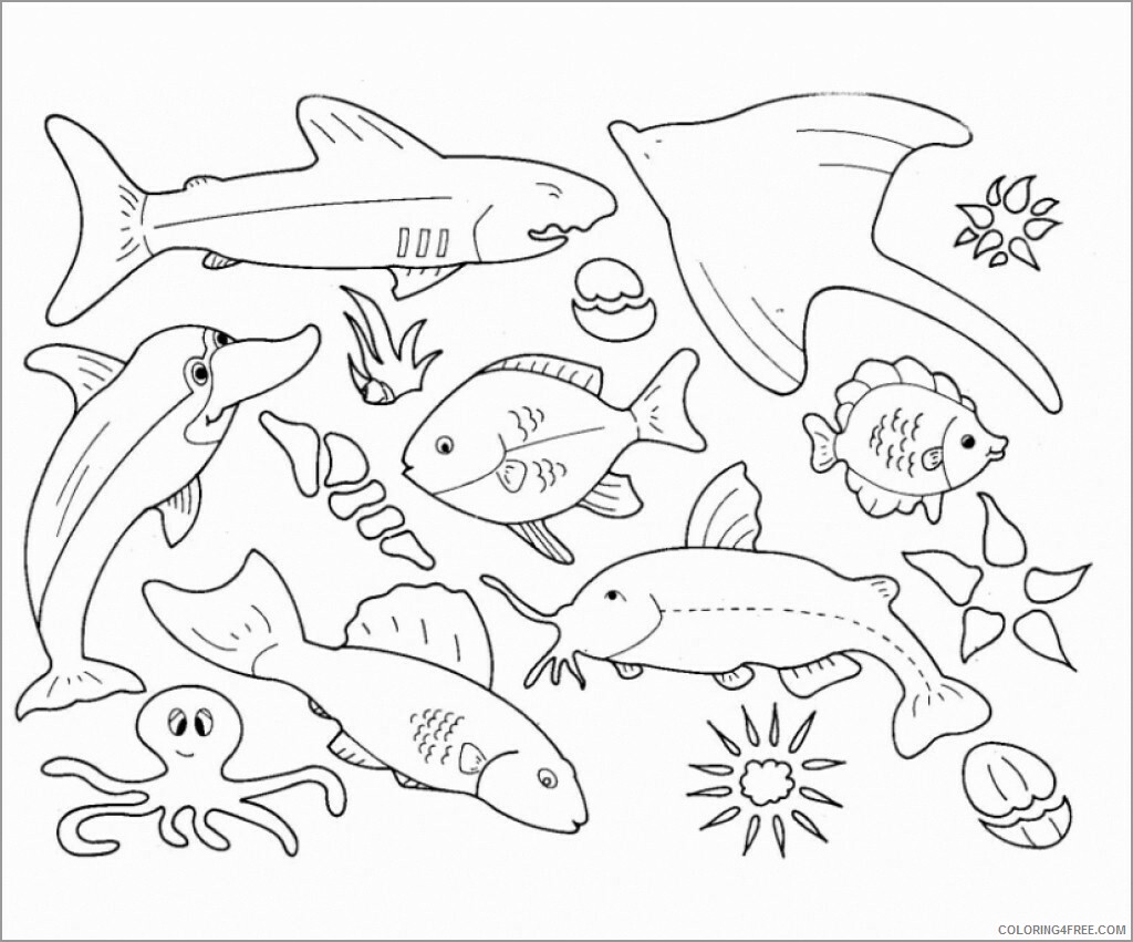 Ocean Animals Coloring Pages Animal Printable Sheets ocean animals 2021 3478 Coloring4free