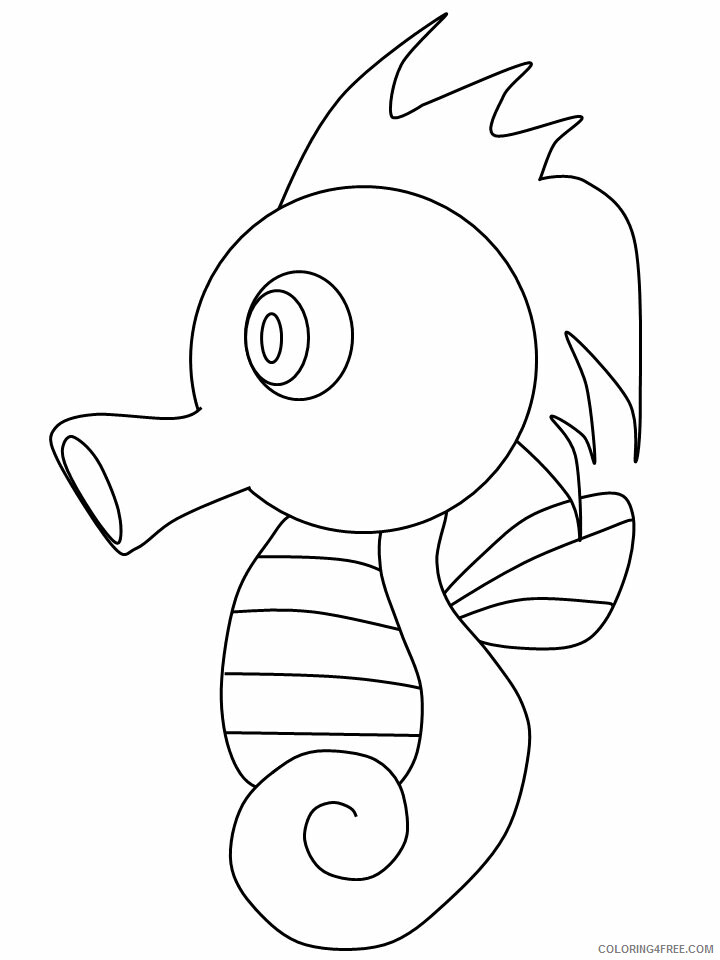 Ocean Animals Coloring Pages Animal Printable Sheets seahorse 2021 3487 Coloring4free