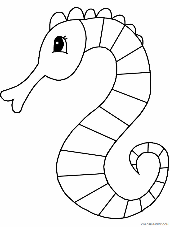Ocean Animals Coloring Pages Animal Printable Sheets seahorse3 2021 3488 Coloring4free