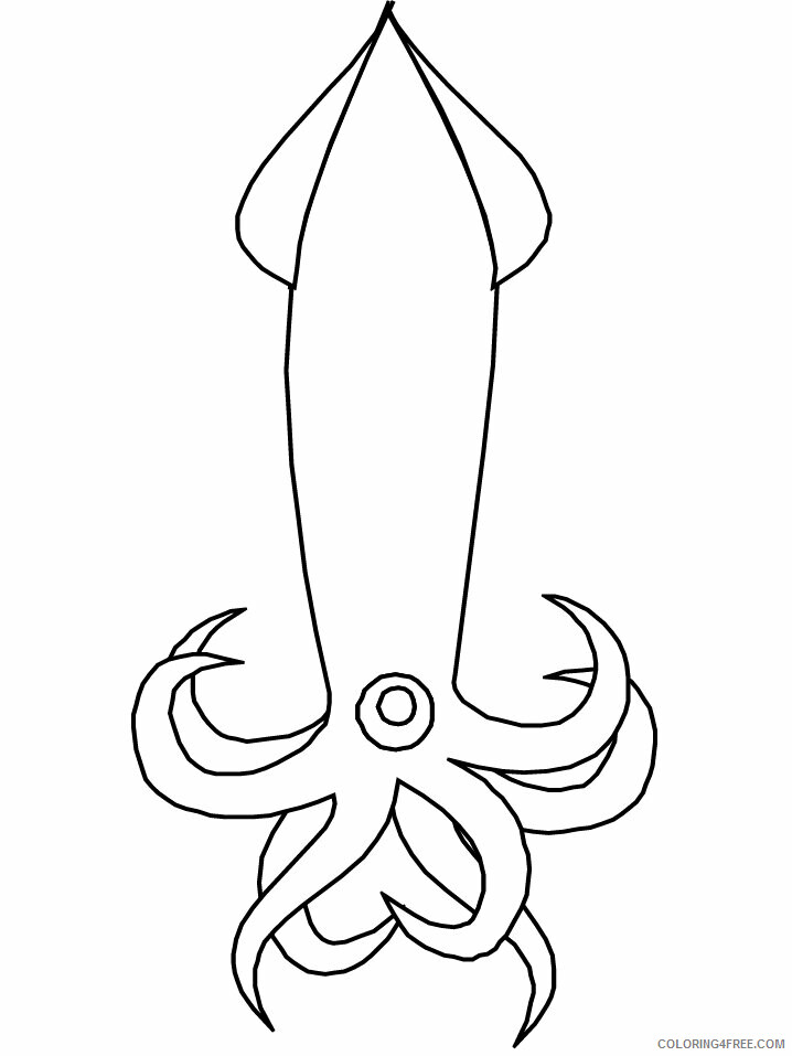 Ocean Animals Coloring Pages Animal Printable Sheets squid 2021 3492 Coloring4free