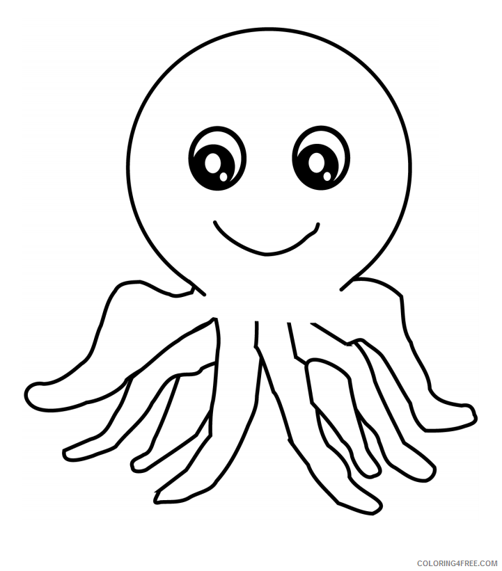 Octopus Coloring Pages Animal Printable Sheets cartoon octopus 2021 3499 Coloring4free