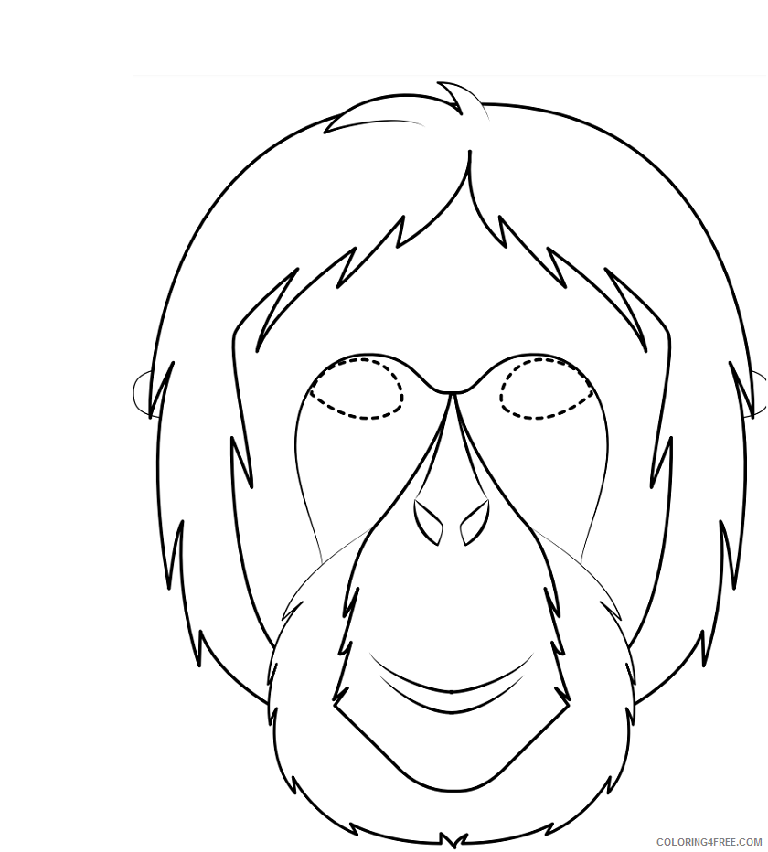 Orangutan Coloring Pages Animal Printable Sheets orangutan mask 2021 3546 Coloring4free