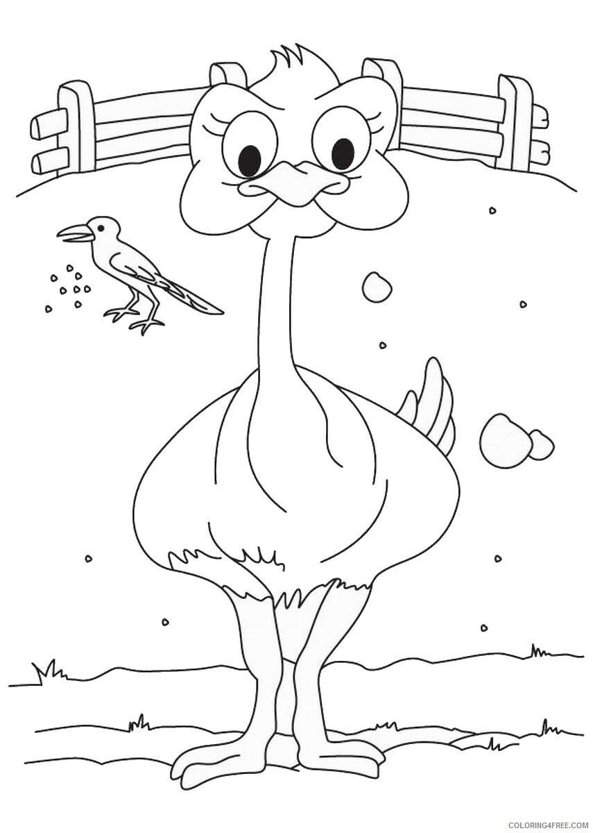 Ostrich Coloring Pages Animal Printable Sheets ostrich_cl_19 2021 3556 Coloring4free