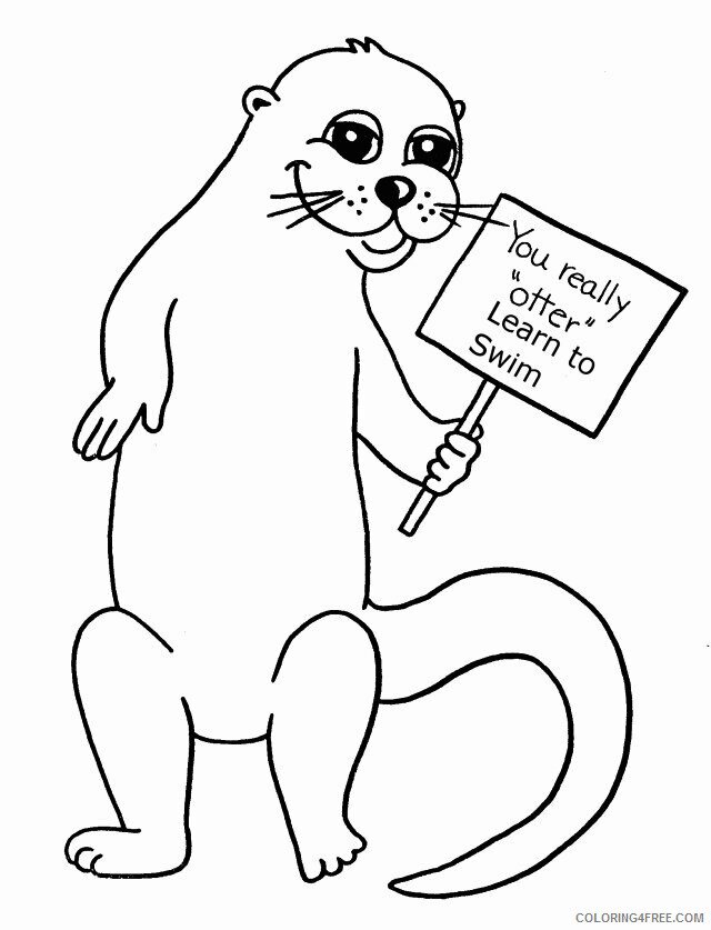 Otter Coloring Pages Animal Printable Sheets Funny Otter 2021 3581 Coloring4free