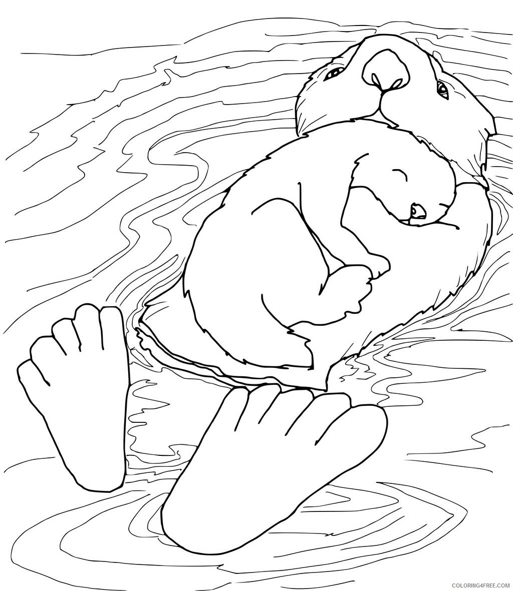 Otter Coloring Pages Animal Printable Sheets Sweet Otters 2021 3596 Coloring4free