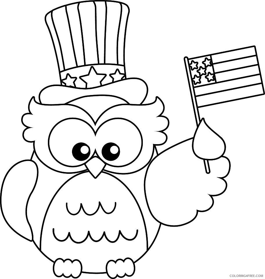 Owl Coloring Pages Animal Printable Sheets American Owl Flag Day 2021 3599 Coloring4free