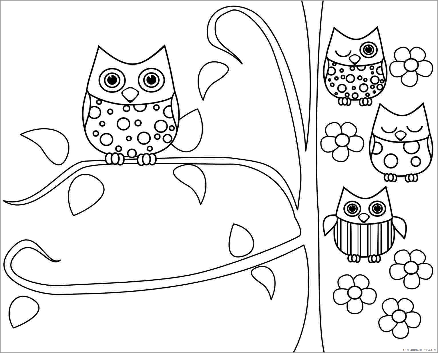 Owl Coloring Pages Animal Printable Sheets cute cartoon owl 2021 3619 Coloring4free