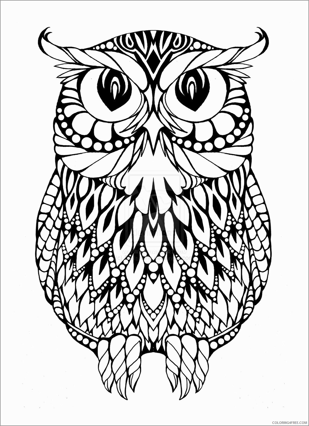 Owl Coloring Pages Animal Printable Sheets hard owl 2021 3632 Coloring4free