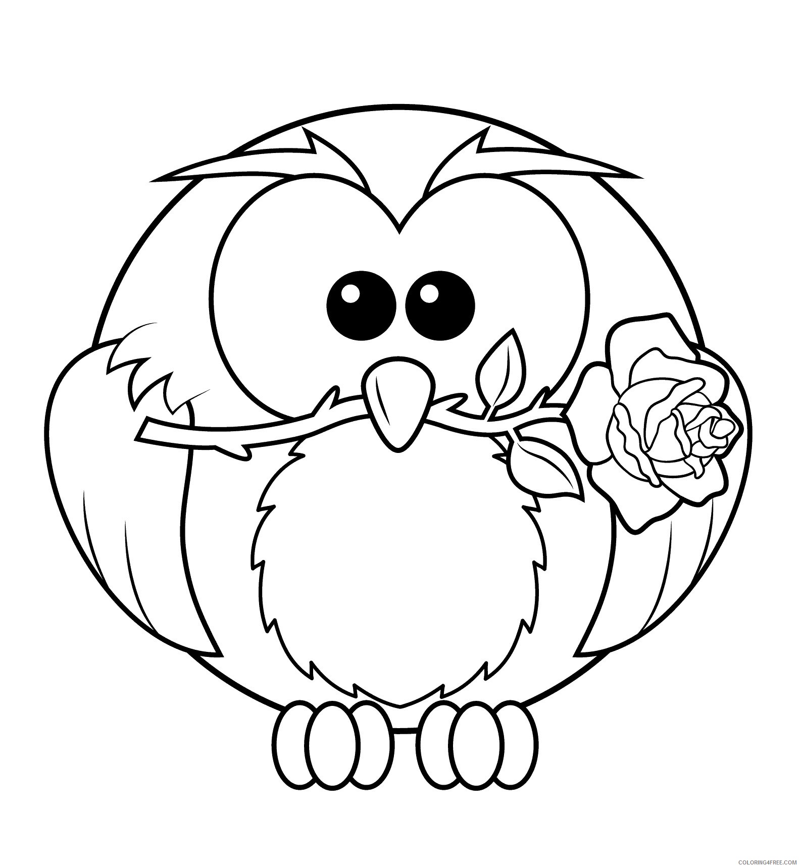 Owl Coloring Pages Animal Printable Sheets owl with rose 2021 3663 Coloring4free