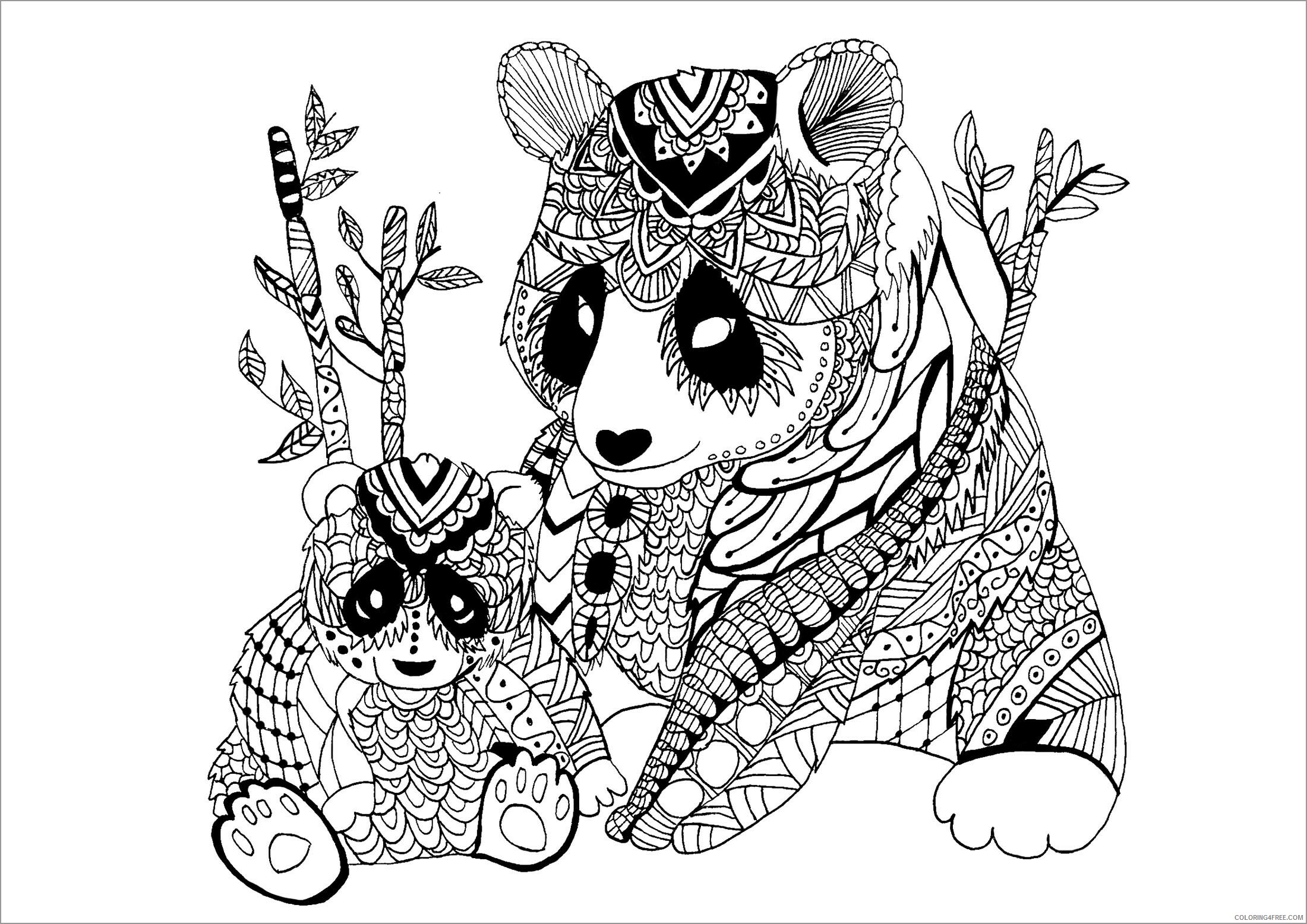 Panda Coloring Pages Animal Printable Sheets Moms And Baby Panda Mandala 2021 Coloring4free Coloring4free Com