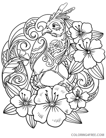 Parrot Coloring Pages Animal Printable Sheets parrot in flowers 2021 3732 Coloring4free