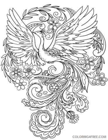 Peacock Coloring Pages Animal Printable Sheets 1533002971_peacock and flowers a4 2021 3740 Coloring4free