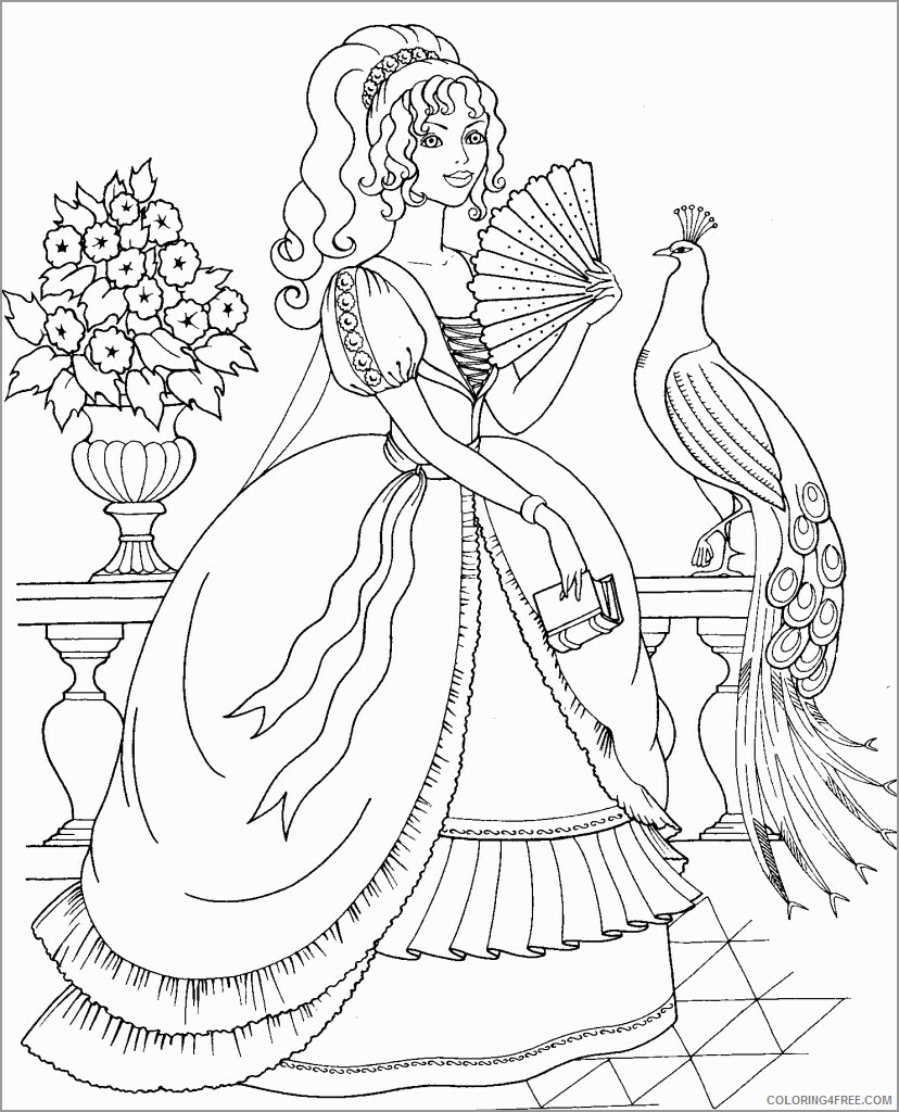 Peacock Coloring Pages Animal Printable Sheets princess and peacock for kids 2021 Coloring4free