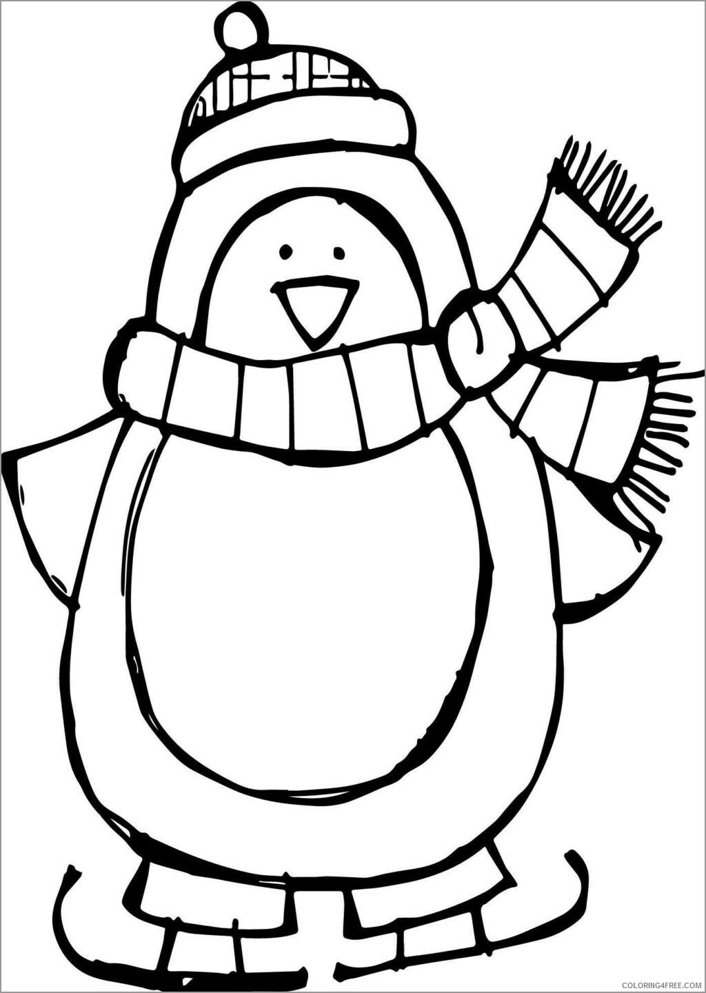 Penguins Coloring Pages Animal Printable Sheets cute christmas penguin 2021 3819 Coloring4free
